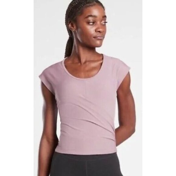 Athleta Bayview Ribbed Mauve Tee-sz Medium - Picture 1 of 7